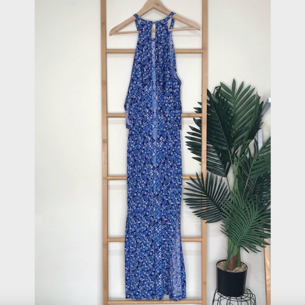 Tigerlily Blue Geometric Print Totem Midi Dress 8 - Picture 3 of 12